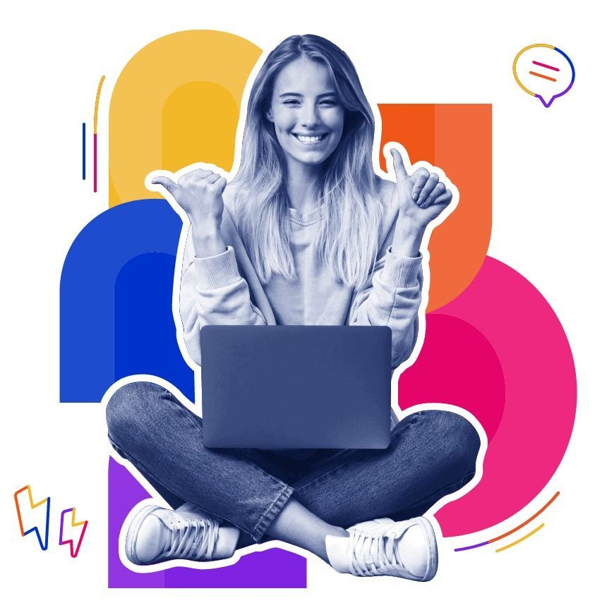 Happy student with laptop
